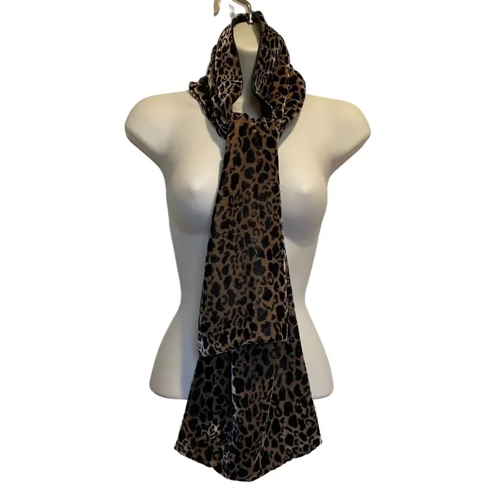 Banjara Velvet Leopard Animal Print Silk Rayon Scarf